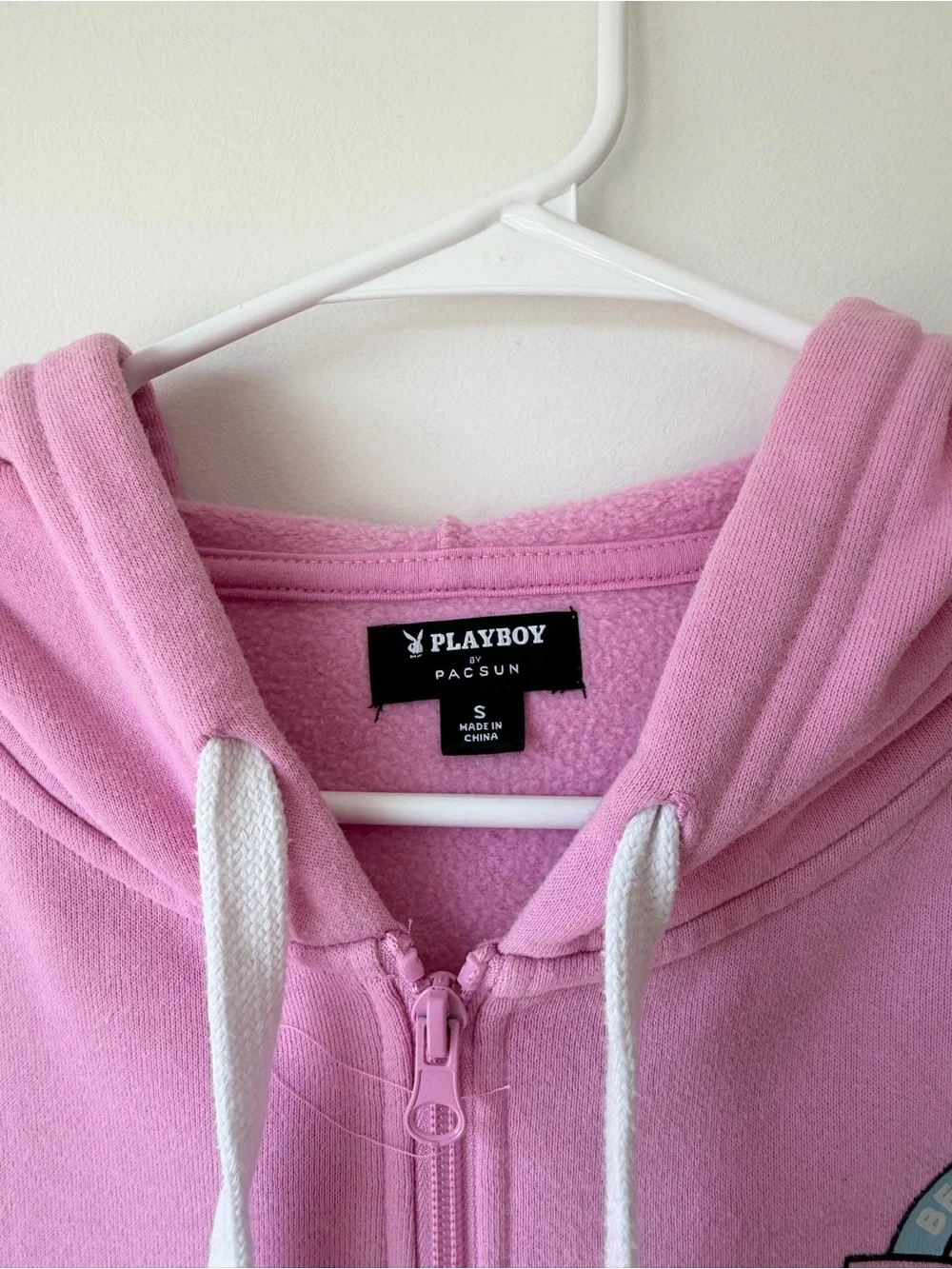 PLAYBOY Cropped Pink Zip-Up Bomber Hoodie